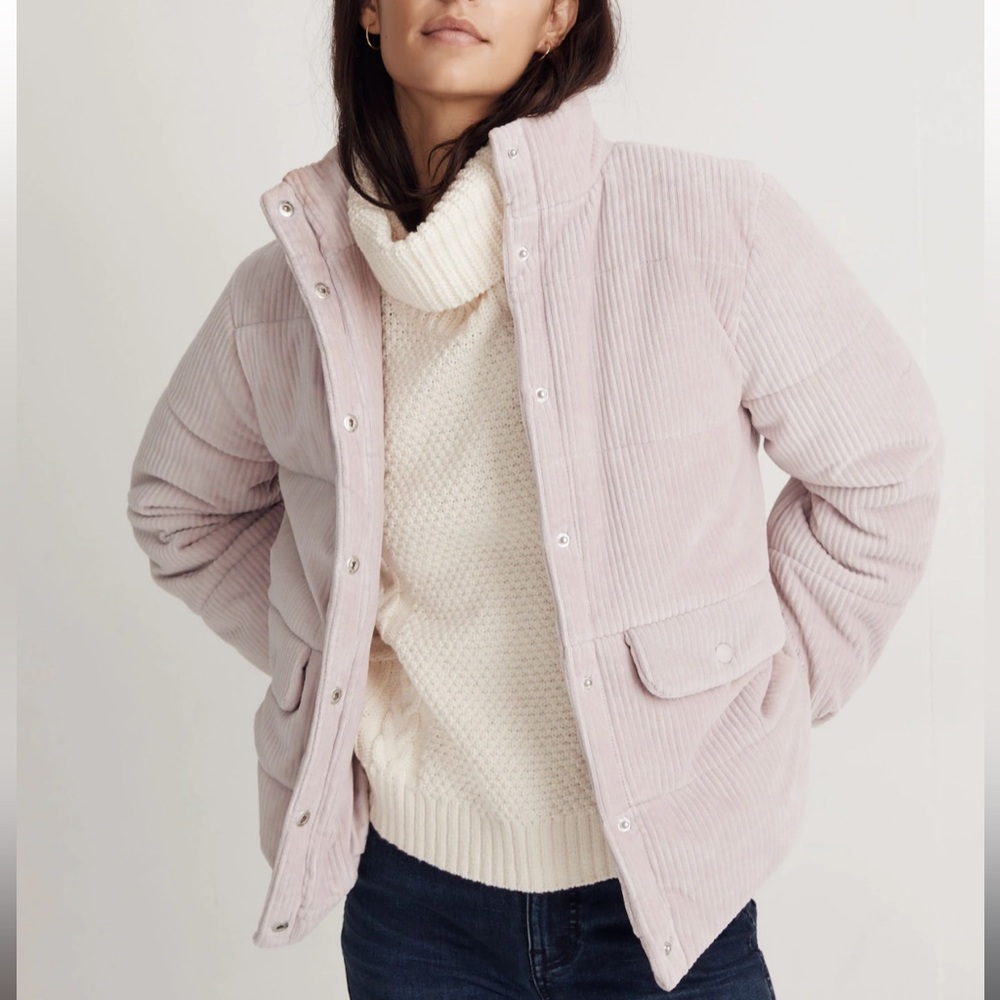 Madewell Light Pink Corduroy Puffer Jacket